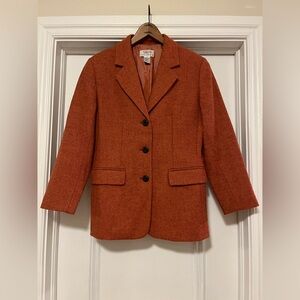 Talbots Petites Women’s Size 6 Petite Burnt Orange Wool Coat Jacket Talbot